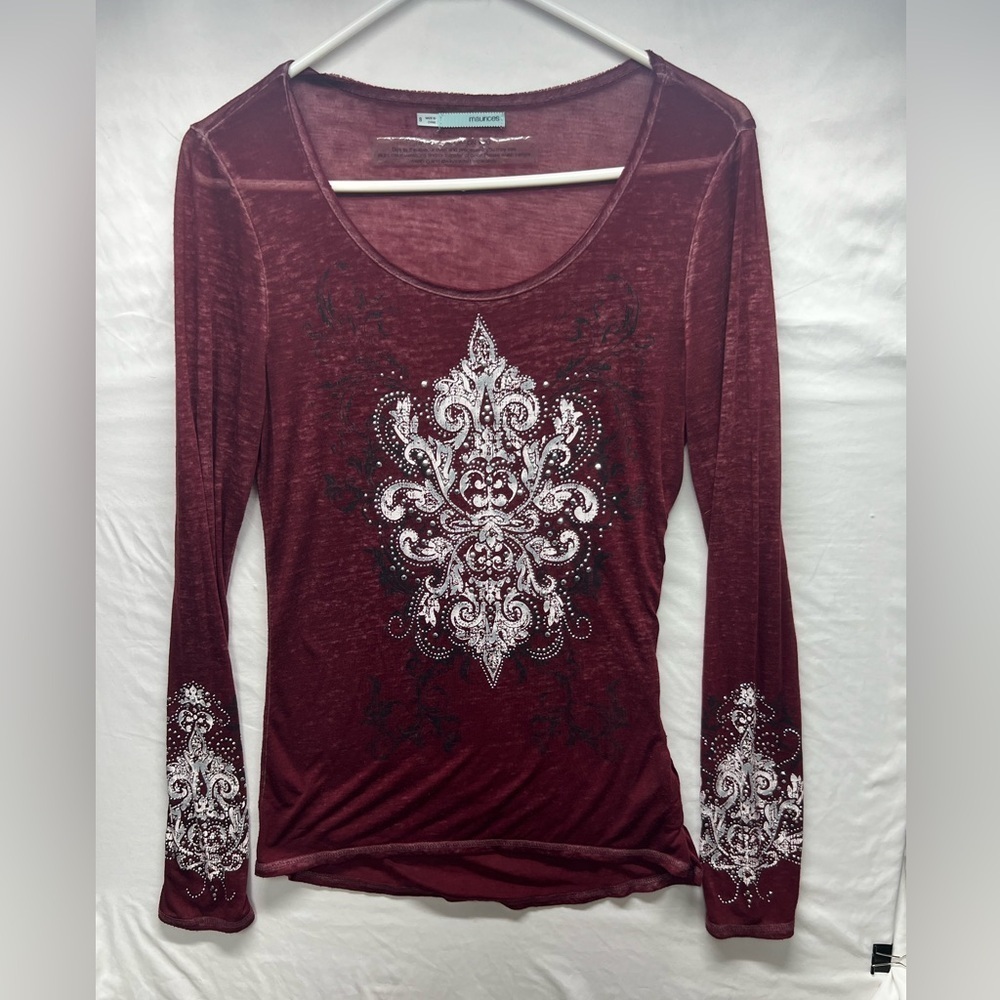Maurice’s Y2K Light Weight‎ Long Sleeve Bling Top Sz M